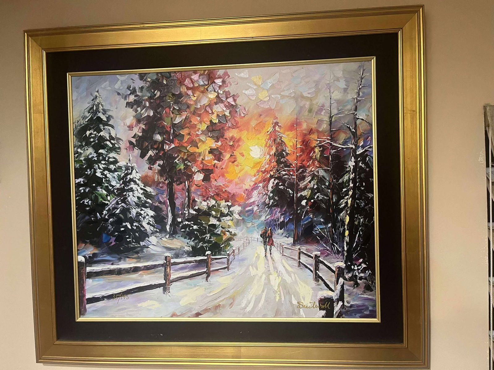 Daniel Wall The Beauty of Winter: Daniel Wall (The Beauty of Winter) 24" x 20" Embellished Giclee on Canvas.Gallery Framed. COA. RMS.