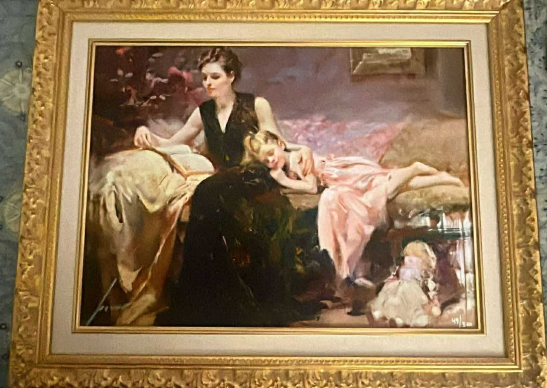 Pinot Precious Moments: Pinot "Precious Moments" Hand signed limited edition on canvas. 12" x 16" Gallery framed, COA