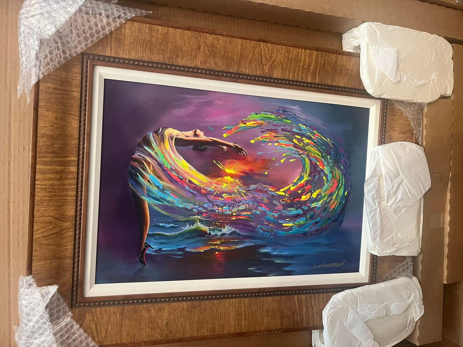 Jim Warren Dancing While Dreaming: Jim Warren "Dancing While Dreaming" 31" x 23" framed, giclee on canvas with embellishment.