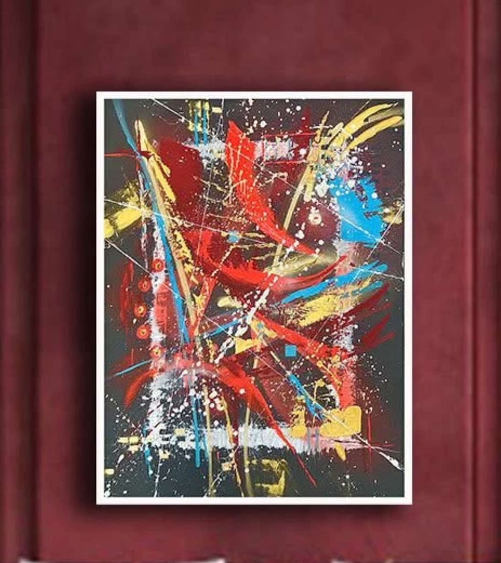 Kyle Pulley painting: Kyle Pulley acrylic and aerosol painting on canvas 36x48"