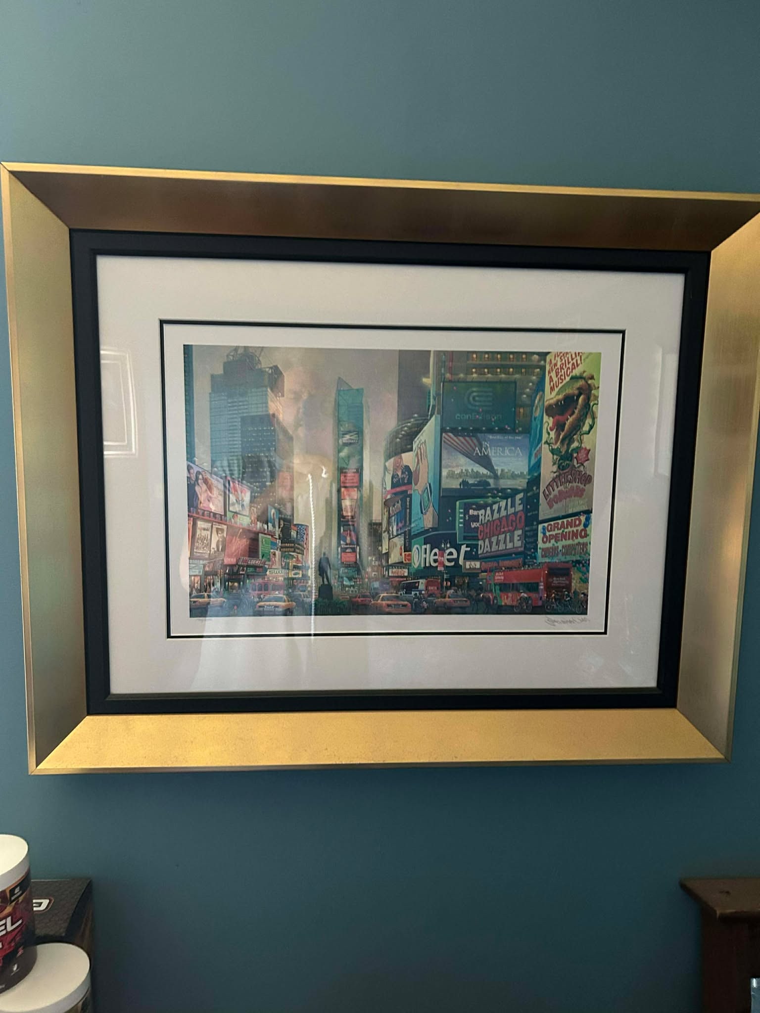 Alexander Chen Times Square South: Alexander Chen "Times Square South" 11 1/'2 x 17 1/2 Seriolitograph in color on paper. Hand signed by artist in pencil lower right martin and numbered in Arabic lower left margin. Gallery Framed,