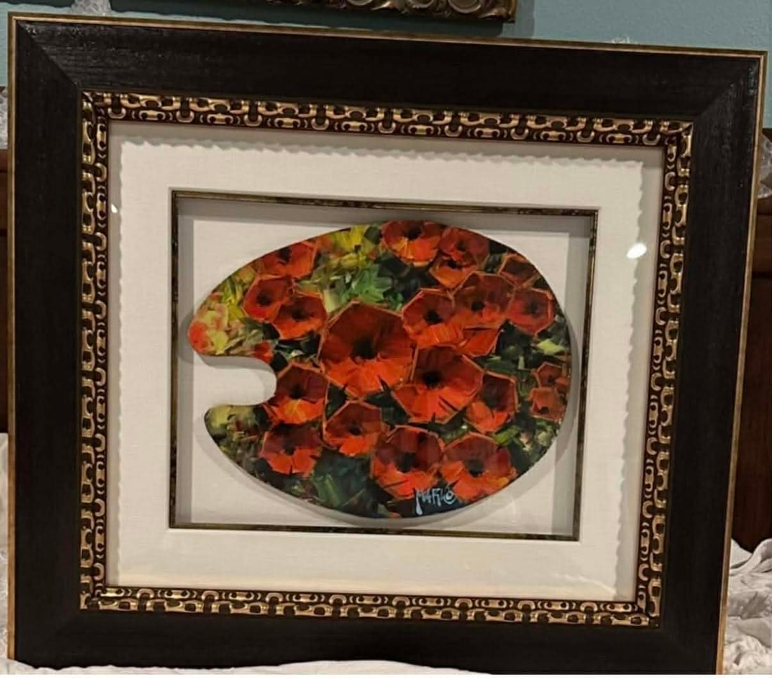 Marko Mavrovich I know My Poppy: Marko Mavrovich "I Know My Poppy" 2022 13 1/2" x 17 1/2" Acrylic painting on palette. Hand-signed in pigment lower right by the artist. Signed and titled on the verso. A Unique work. Gallery framed, A