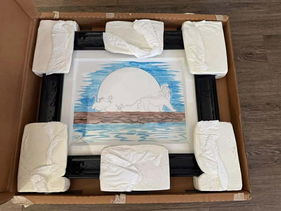 CrisX Lion King: CrisX "Lion King" 2021 14" x 18" image size Mixed media drawing and watercolor on canvas board. Hand-signed in pigment lower left by the artist. Titled on the verso. A unique work. Gallery framed,