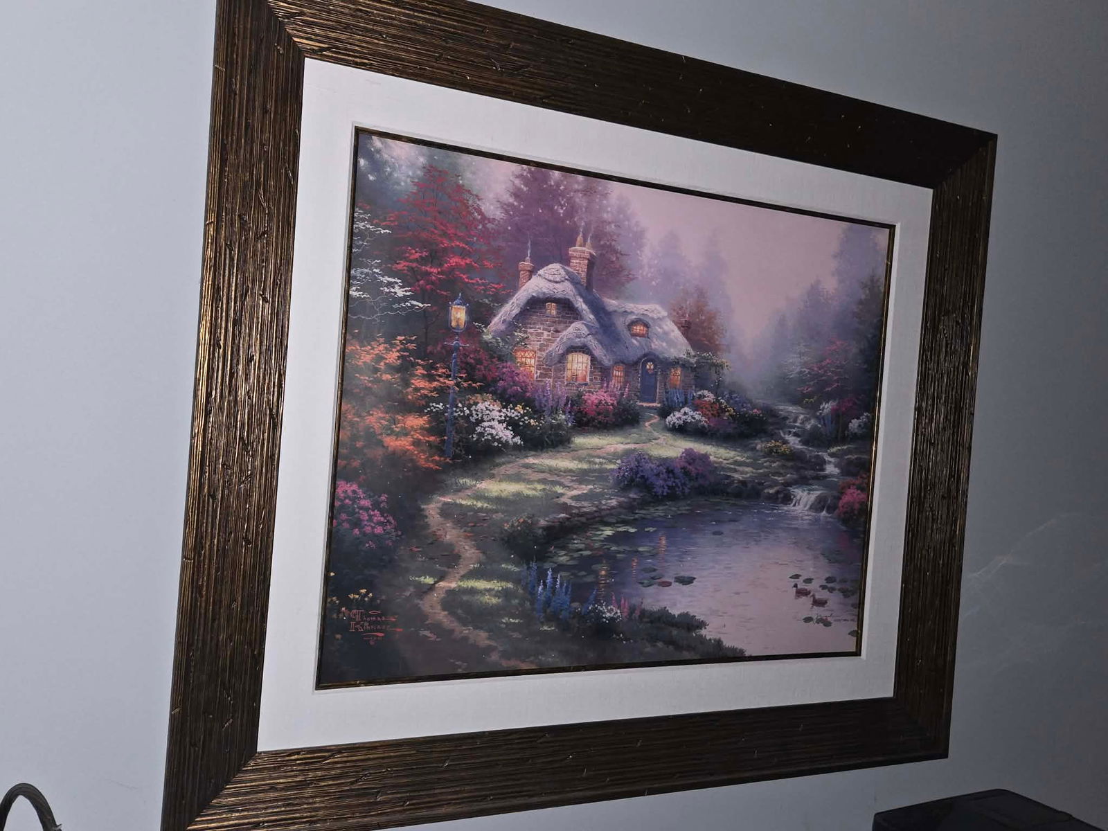 Thomas Kinkade Everett's Cottage Large: Thomas Kinkade "Everett's Cottage (Large)" 24" x 30" image size offset lithograph in color on premium paper. Signed with the artist's DNA matrix signature authentification system and numbered. Gallery