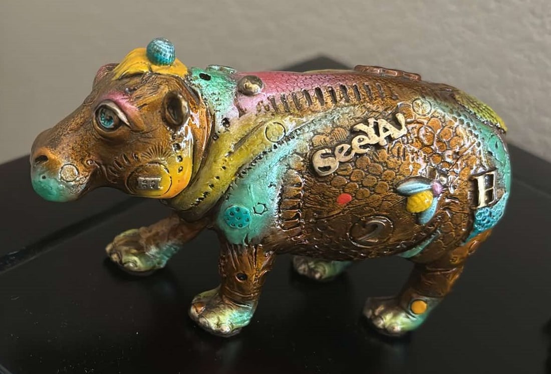 Ema: Nano Lopez "Ema" 2014 5" x 2 1/2" x 3" Bronze Sculpture with hand-applied patine. Signature stamped.