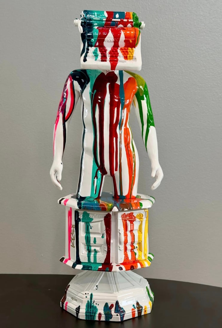 KRE8 Your History: Kre8 "KRE8 Your History" 2023 21" x 9" x 9" Hand painted sculpture, handcrafted in resin. Hand-signed in pigment by the artist. LE 500