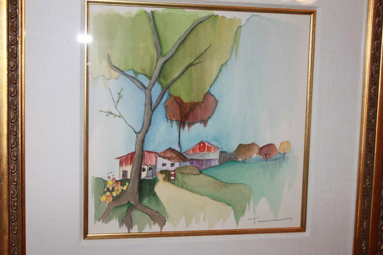 Itzchak Tarkay"Quaint Drive": Itzachak Tarkay "Quaint Drive #23" 2006 12" x 12" Image size Watercolor over serigraph line drawing on woven paper. Signed in ink lower right. A unique work. One of a series of watercolors by Tarkay