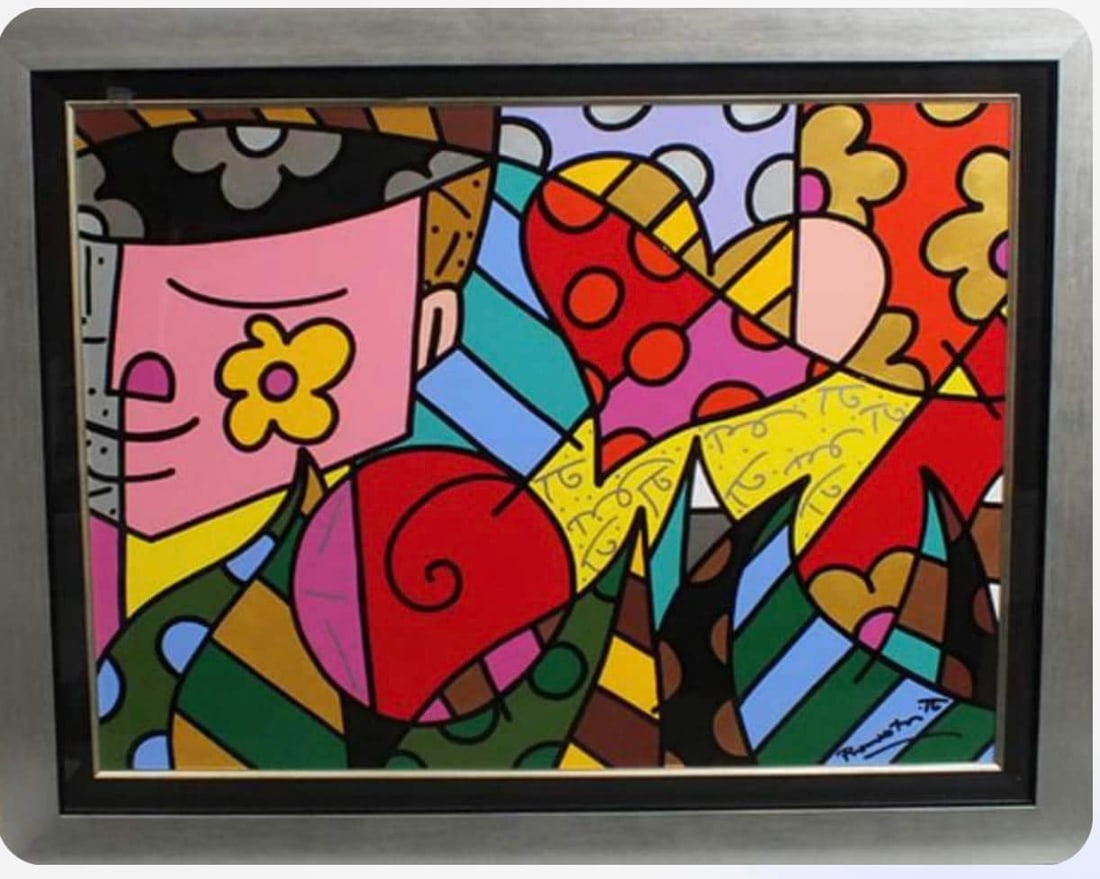 Garden: Romero Britto "Garden"ORIGINAL 26" x 20" Image size Mixed Media on Board Hand Signed by Romero Britto Title and Serial No. Written on Versa COA
