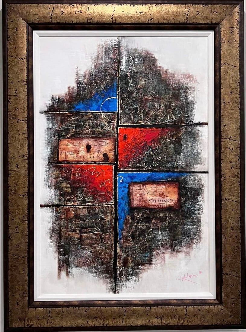 "Frame by Frame: Charles Lee "Frame By Frame" UNIQUE 2017 36" x 24 " image size Acrylic painting on canvas. Hand-signed in pigment lower right by the artist. Gallery framed COA