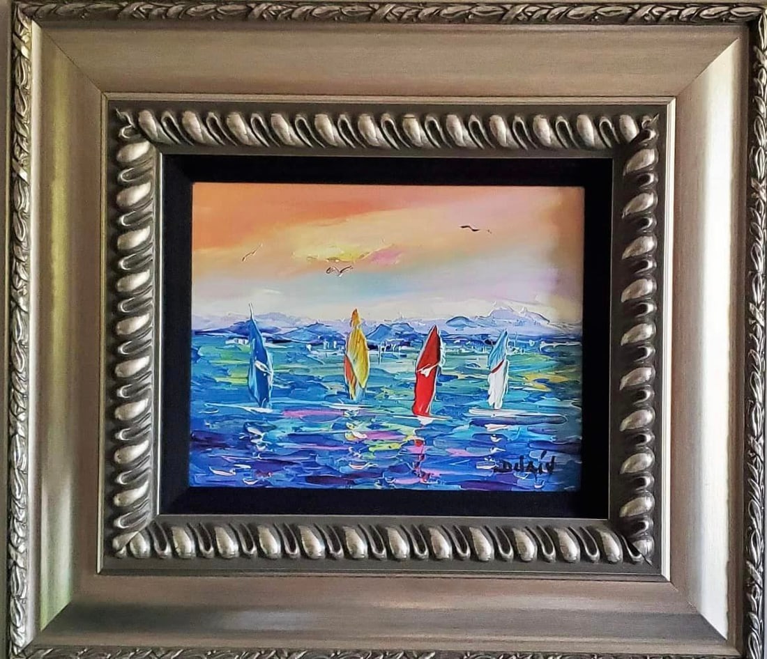 Les 4 Planches: Duaiv "Les 4 Planches" UNIQUE 2015 8" x 10" image size Oil painting on canvas. Hand-signed in pigment lower right by the artist. Gallery framed COA