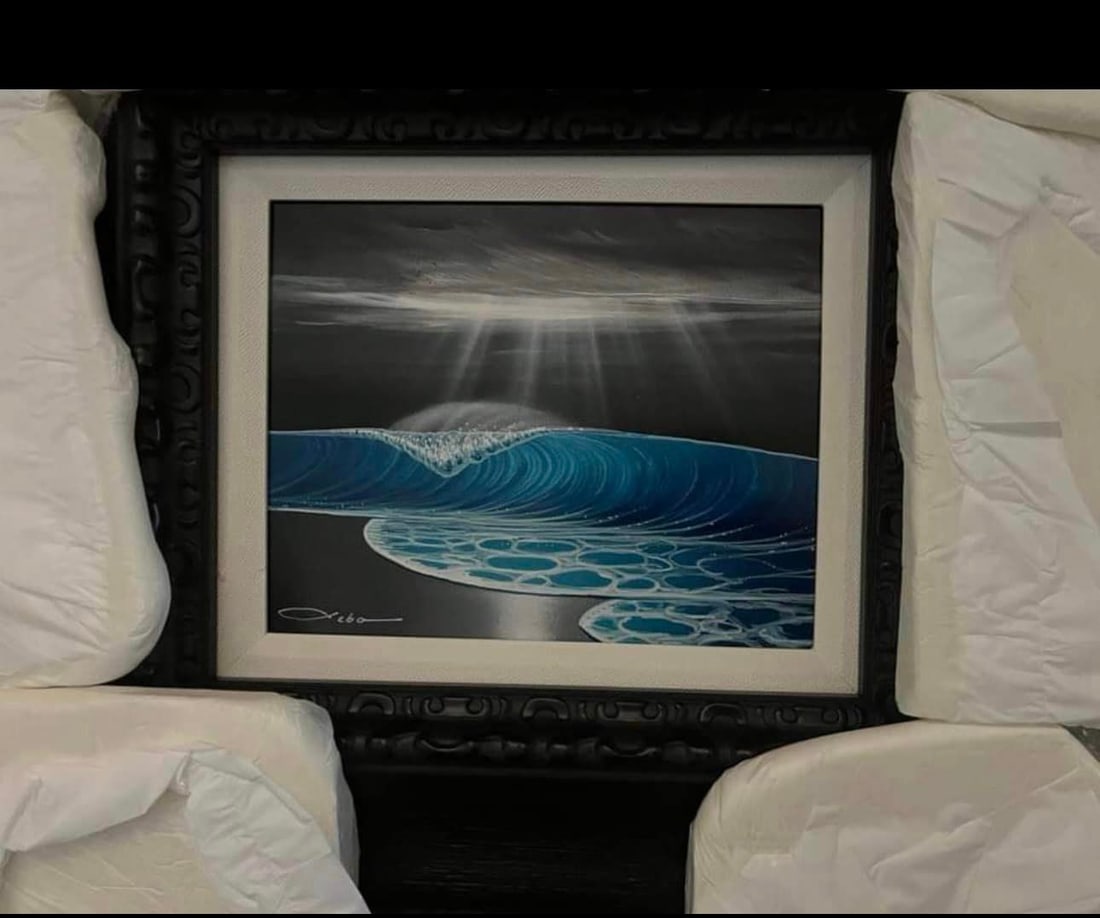 Moon Rays: Chris Sebo "Moon Rays" UNIQUE 2024 8" × 10" image size Painting on archival Wood. Hand-signed in pigment by the artist lower left. Signed and titled on the verso. Gallery framed COA