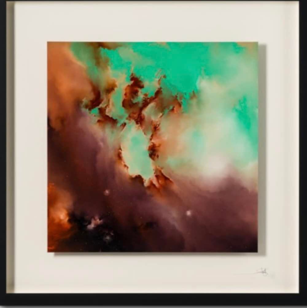 Equinox: Richard Rowan"Equinox" ORIGINAL Giclee on glass Framed size 38.2 in. x 38.2 in. Hand signed They are reverse painted in layers on to the glass, which allows him to achieve the microscopic detail. On