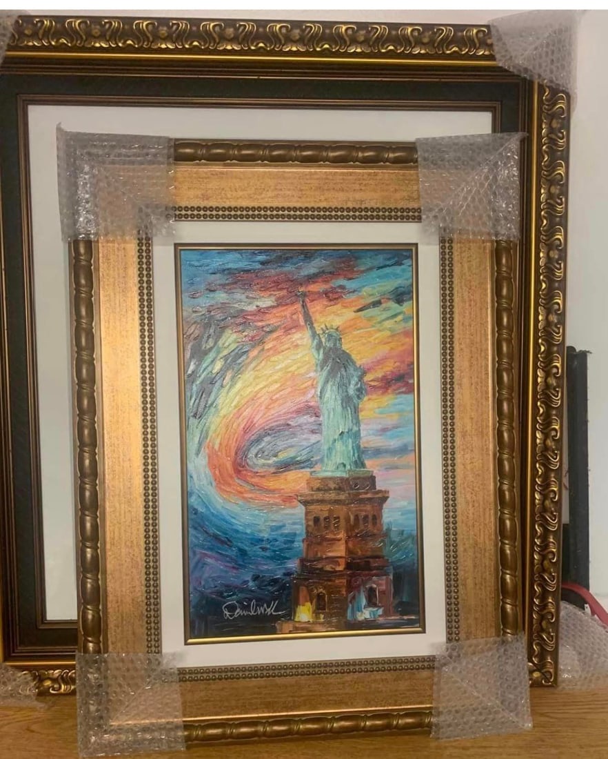 Daniel Wall "Freedom": Daniel Wall "Freedom "Giclee in color with hand-enbellishment on canvas, numbered hand-signed in pigment by the artist, 20" x 12" image size 2020 LE Gallery framed COA