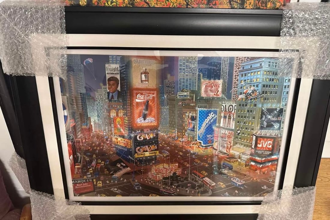 An Evening in Times Square: Alexander Chen "An Evening in Times Square" 2001 14" x 20" image size Gallery framed Foil etching in color. Signed lower right and numbered on the verso in pencil. COA