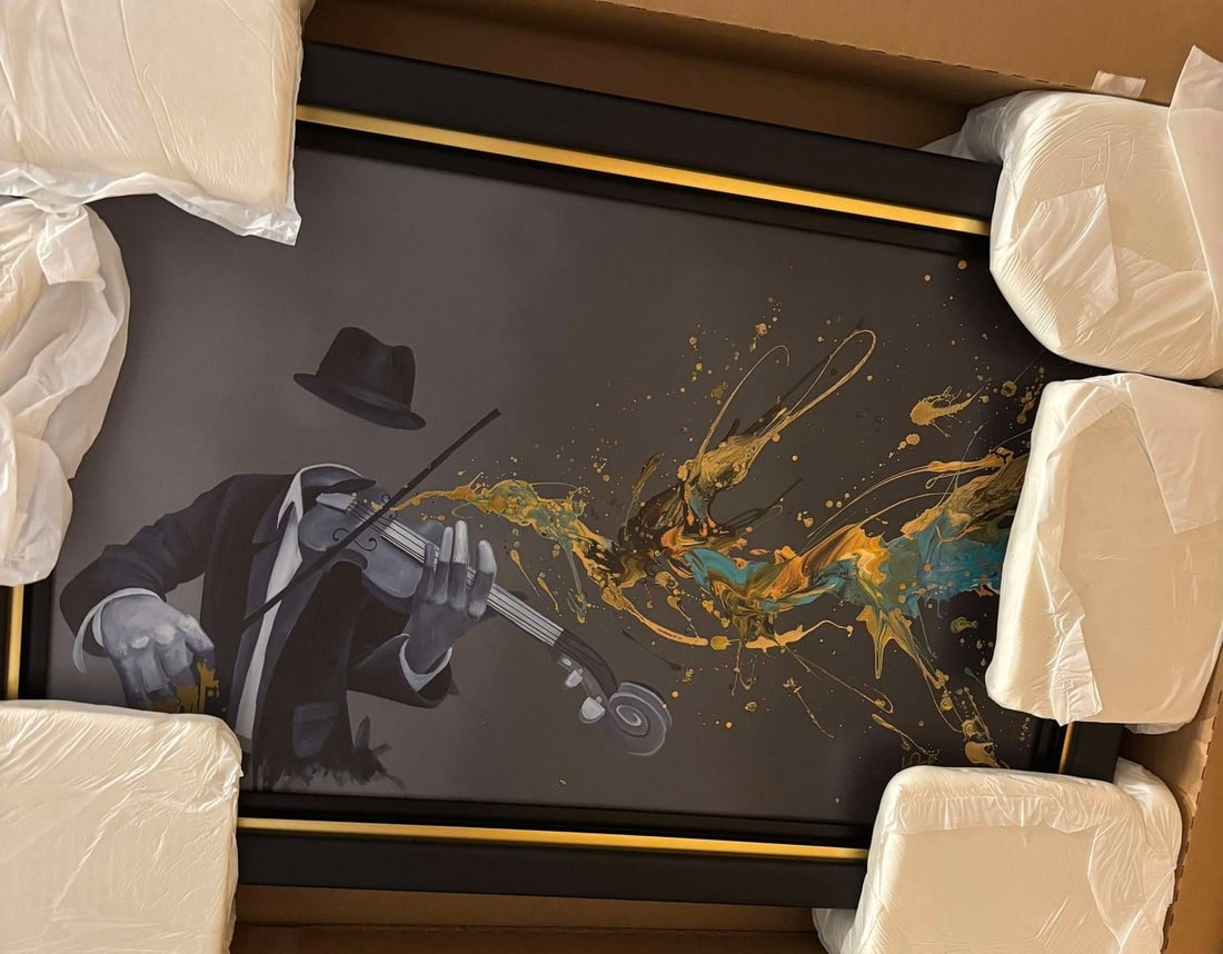 Kre8 "Divine Rhythm": Kre8 "Divine Rhythm" 2021 17 3/8" x 29" Image size Giclee in color with hand-embellishments on canvas. Hand-signed by the artist. From the B Arabic numbered edition of 200 examples. Gallery Framed, CO