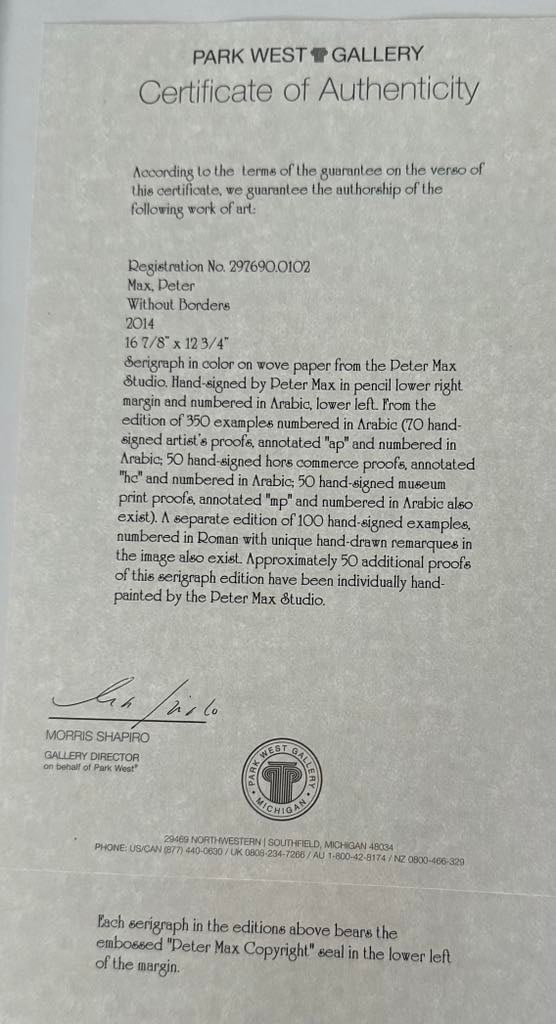 Peter Max "Without Borders" - 3