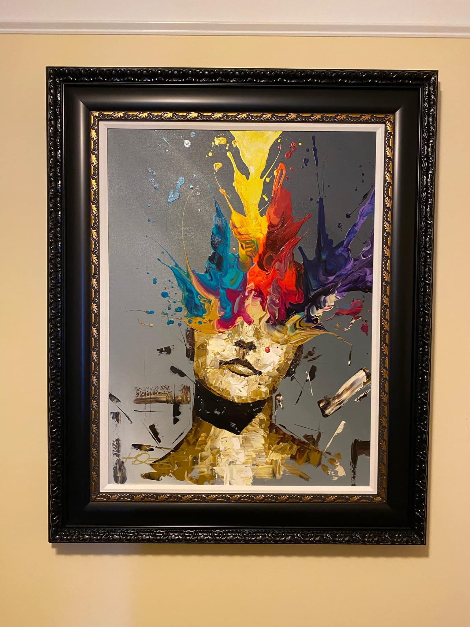 Kre8 "Liberated" UNIQUE: Kre8 "Liberated" Unique 2020 40" x 30" Image size Acrylic painting on canvas. Hand-signed in pigment lower left bu the artist. A unique work. Gallery framed, COA, Appraisal