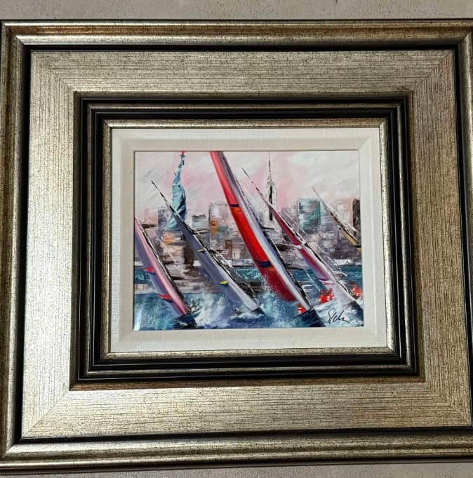 Victor Spahn "Sails Outside New York": Victor Spahn "Sails Outside New York" 2016 6 7/8" x 8 1/2" image size Digital multiple on aluminum through dye sublimation. Hand-signed by the artist. LE COA