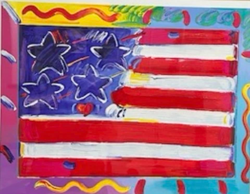 Peter Max "Flag with Heart" - 2