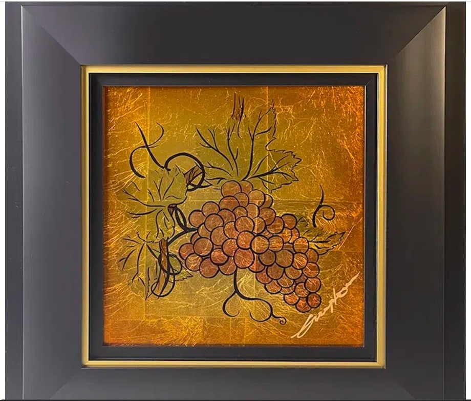 Patrick Guyton "Diamond Golden Harvest" Unique: Patrick Guyton "Diamond Golden Harvest" Unique 2017 12" x 12" Image size Mixed media on aluminum with sized gold or silver leaf, veined by hand. Hand-signed in pigment lower center by the artist. A