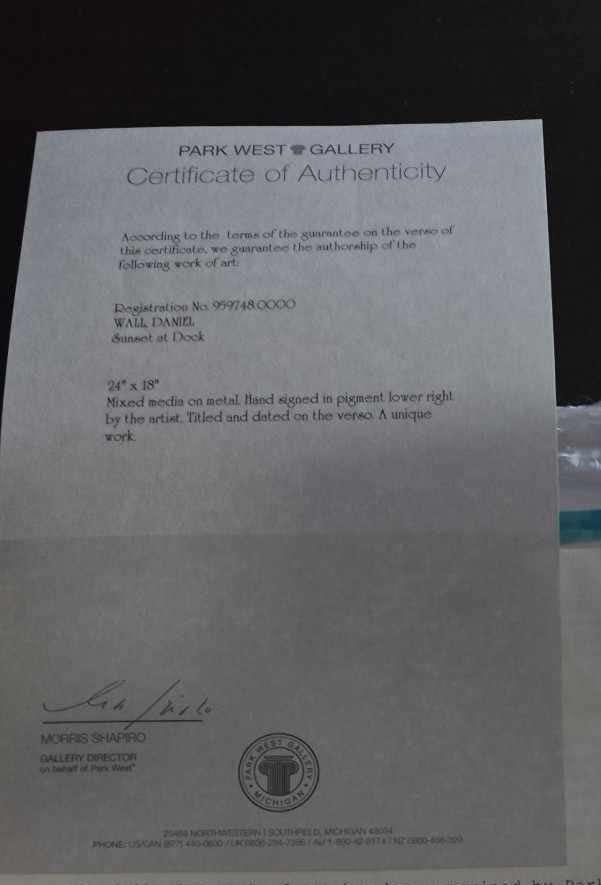 Daniel Wall "Sunset at the Dock" Unique - 2