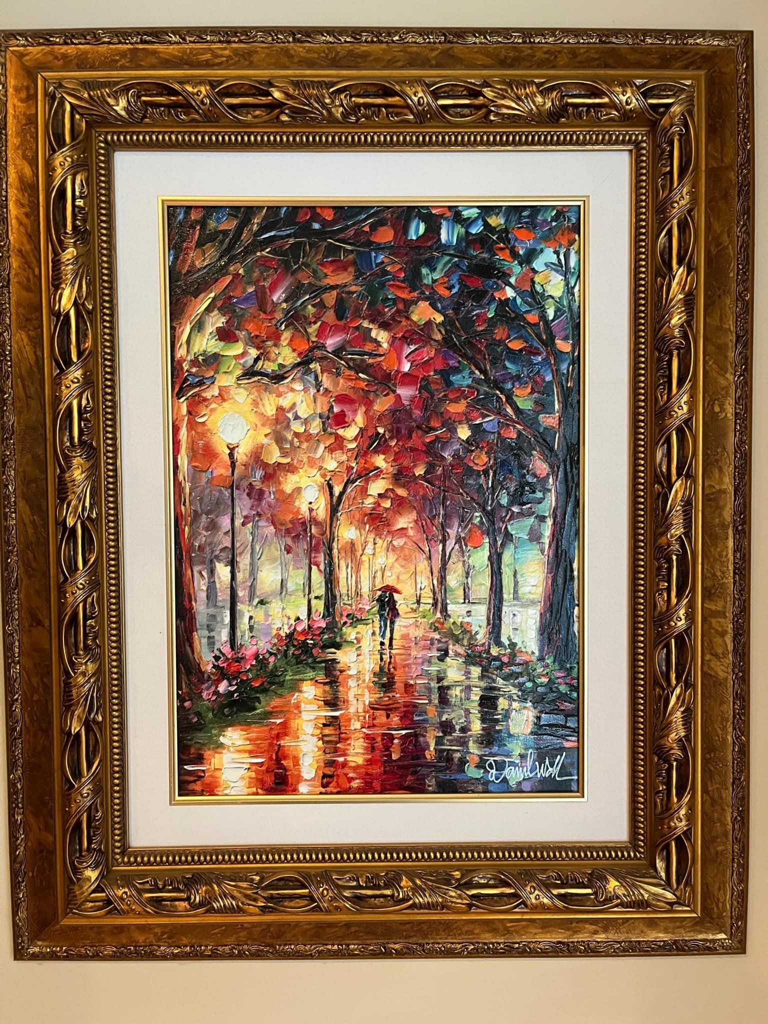 Daniel Wall "Be with You": Daniel Wall "Be with You" 2016 20 1/8" x14 1/8" image size Giclee in color on canvas with hand-embellishment. Hand-signed in ink by the artist. Gallery framed, COA, Appraisal