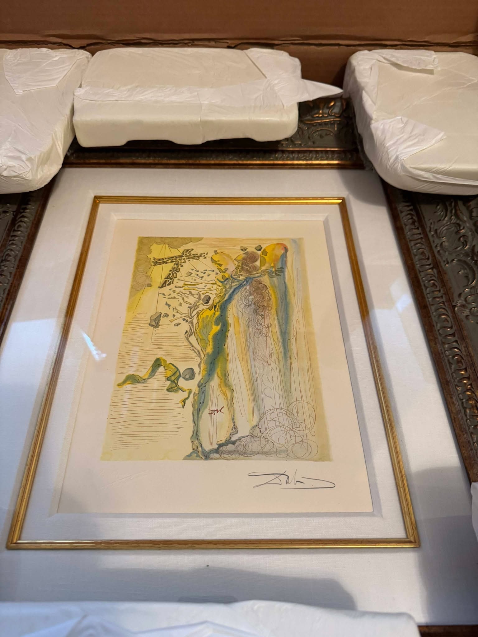 Salvador Dali "Diving Comedy Paradise 12": Salvador Dali "Divine Comedy - Paradise 12 Uproad of the Glorious Corps" (L'eclat des corpes glorieux) 1959-1963 9 5/8" x 7 1/8" image size "Thus moulded once to form that paragon of living