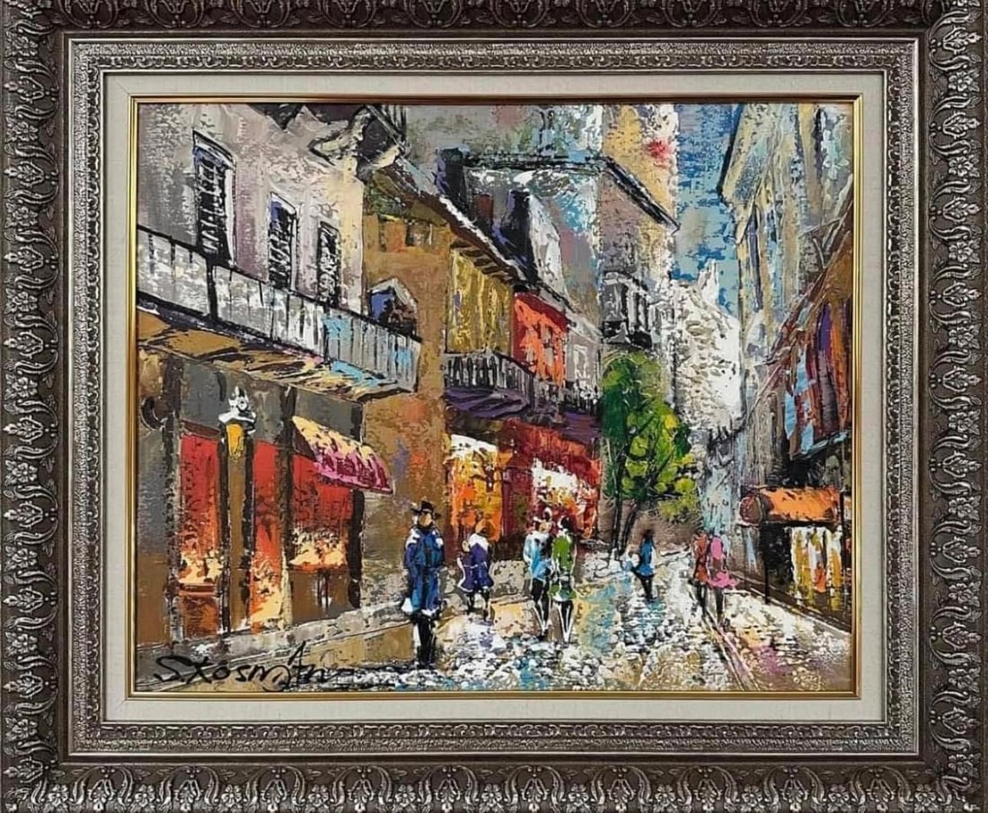 Shaul Kosman "Village Boulevard": Shaul Kosman ORIGINAL "Village Boulevard" Acrylic on Canvas Hand signed by the artist