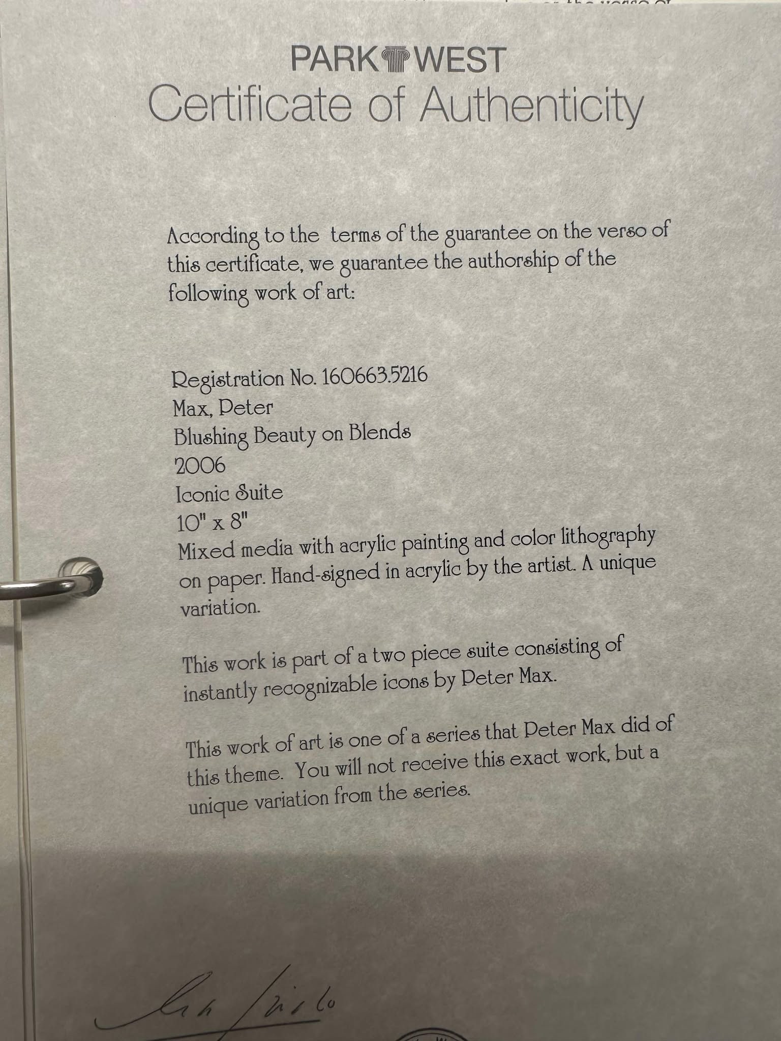 Peter Max "Blushing Beauty on Blends" Unique - 2