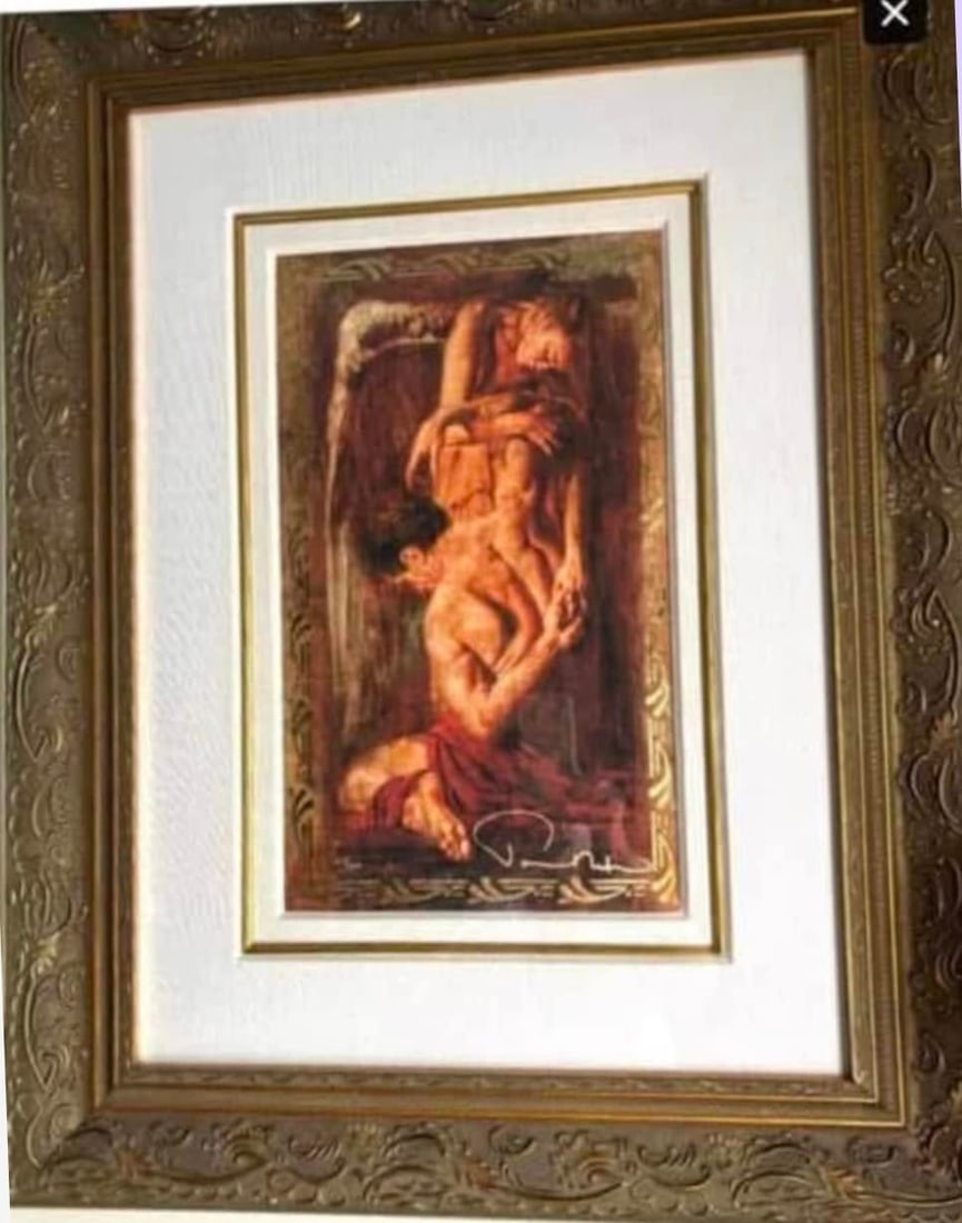 Tomas Rut "Intermezzo": Tomas Rut "Intermezzo" 2005 18" x 11" image size Giclee in color on wove paper. Hand embellished with 24 Karat gold leaf. Signed in gold ink, lower right and numbered. From the numbered edition of 350