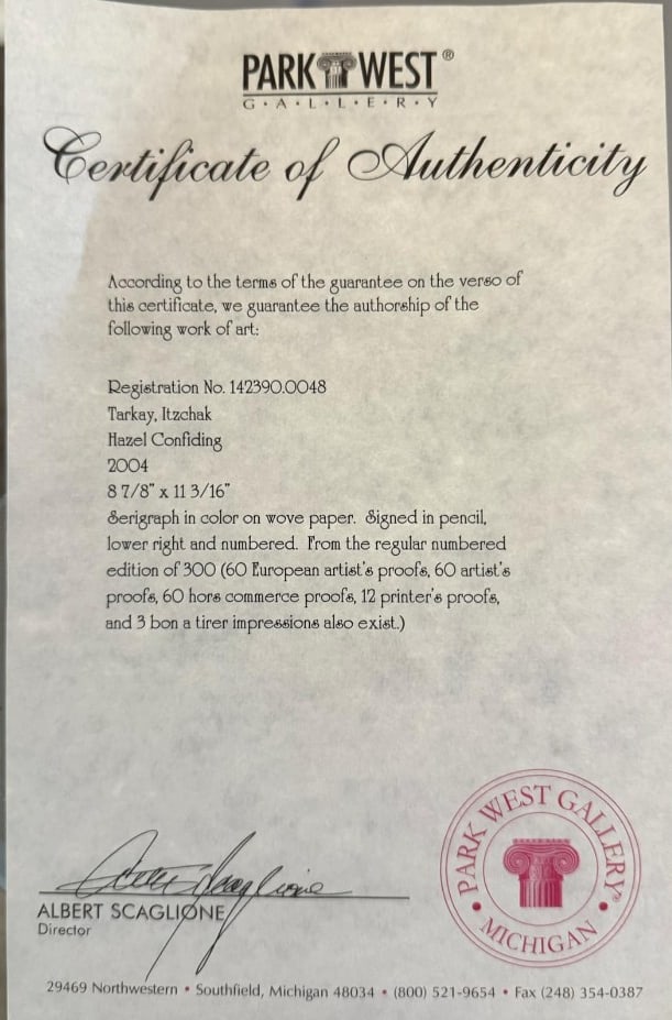 Itzchak Tarkay "Hazel Confiding" - 2