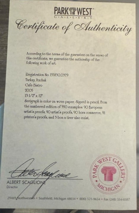 Itzchak Tarkay "Cafe Bistro" - 2