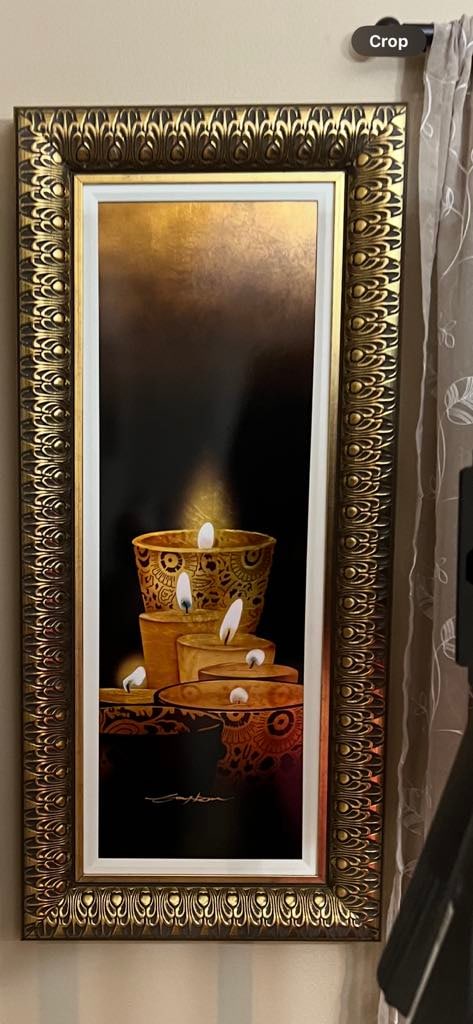 Patrick Guyton "Luminous": Patrick Guyton "Luminous" 2016 36" x 12" image size Mixed Media on aluminum with sized silver lead, veined by hand. Hand-signed in pigment lower center by the artist. A unique work. Gallery framed,