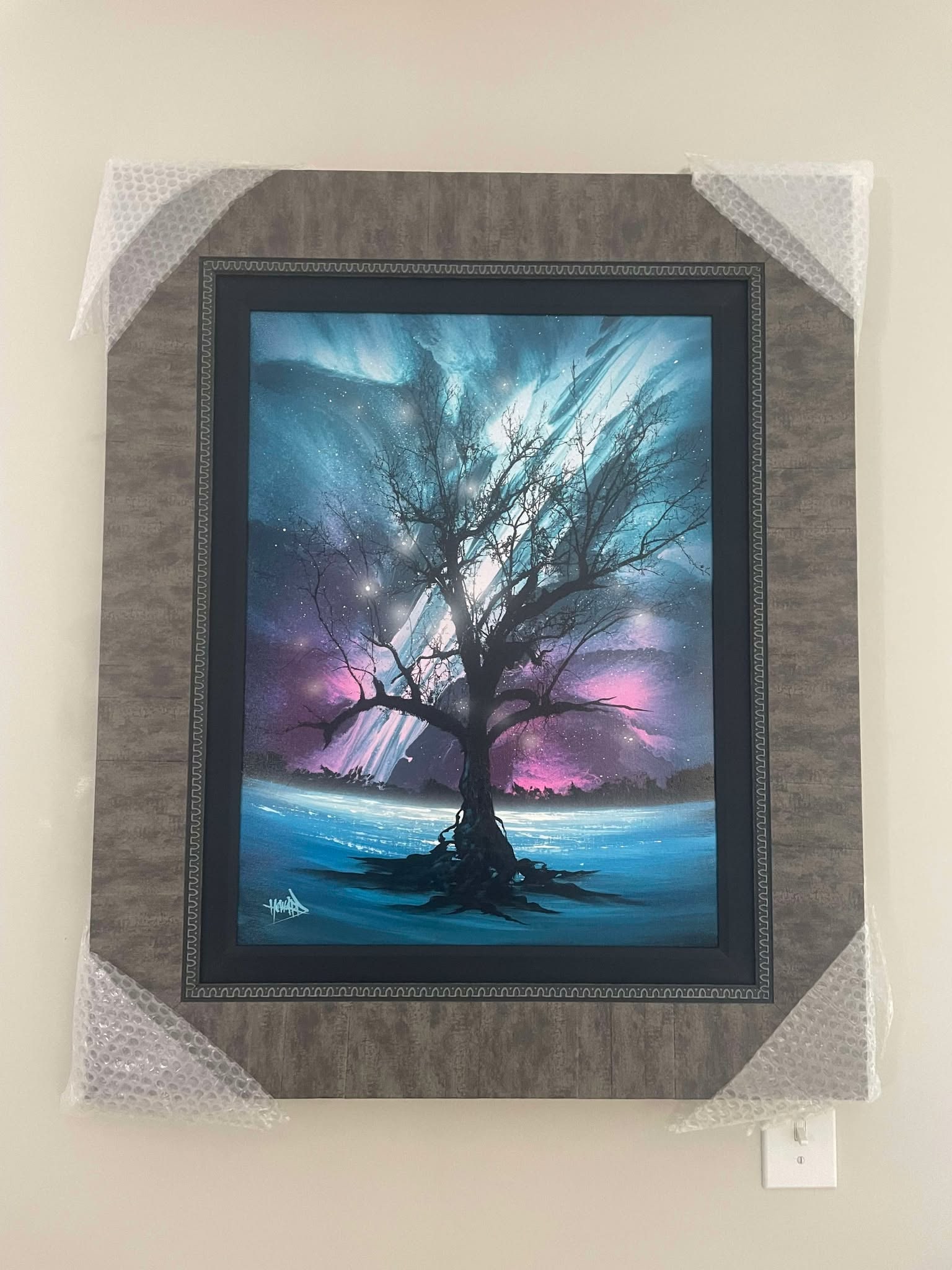 Ashton Howard Rebirth: Ashton Howard "Rebirth" 2024 24" x 18" image size acrylic painting on canvas. Hand-signed in pigment by the artist, lower left. Titled, signed, and dated on the verso. A unique variation. Gallery