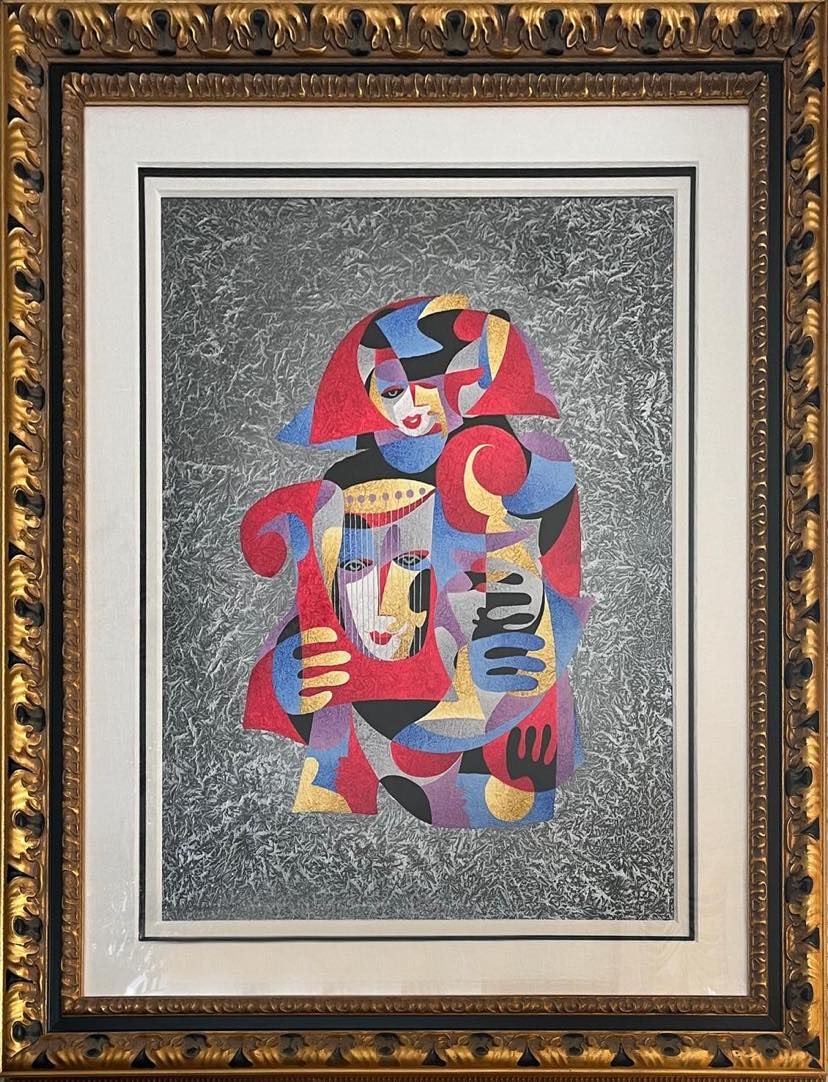 Anatole Krasnyansky Harp Reflection num 10: Anatole Krasnyansky "Hard Reflection #10" 2006 36" x 28" image size Watercolor and acrylic painting on handmade japanese paper. Signed in ink lower left. A unique work. Gallery framed COA, appraisal