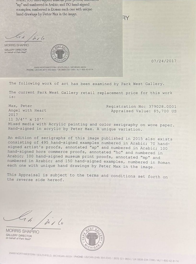 Peter Max "Angel with Heart" - 3