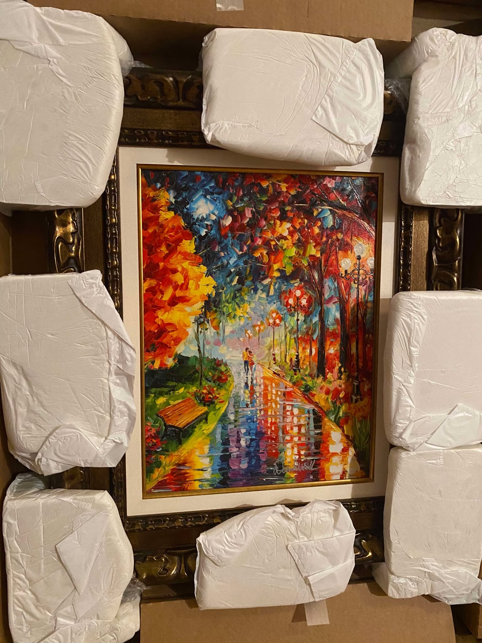 Daniel Wall "Watery Street": Daniel Wall "Watery Street" 2017 20" x 15" image size Giclee in color with hand-embellishment on canvas. Gallery framed, COA, Appraisal.