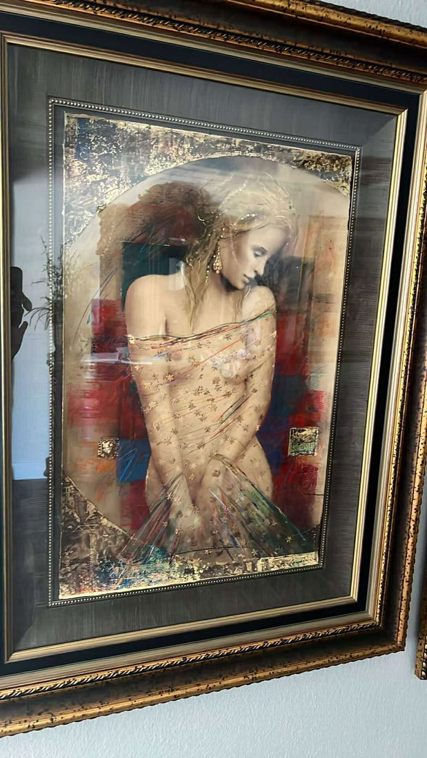 Casaba Markus "La Femine": Casaba Markus "La Femine" 28" x 18" image size Serigraph in color on paper with hand painted embellishments. Signed in gold ink lower right and numbered. Gallery framed, COA, Appraisal, VG