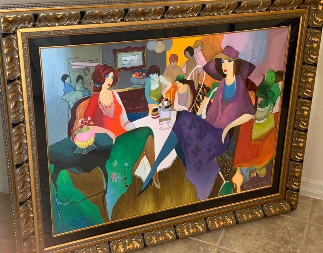 Itzackak Tarkay "Fancy Evening": Itzachak Tarkay "Fancing Evening" 2007 26 1/2" x 37" image size Serigraph in color on wove paper. Hand-signed by the artist in pencil. Gallery framed, COA, Appraisal.