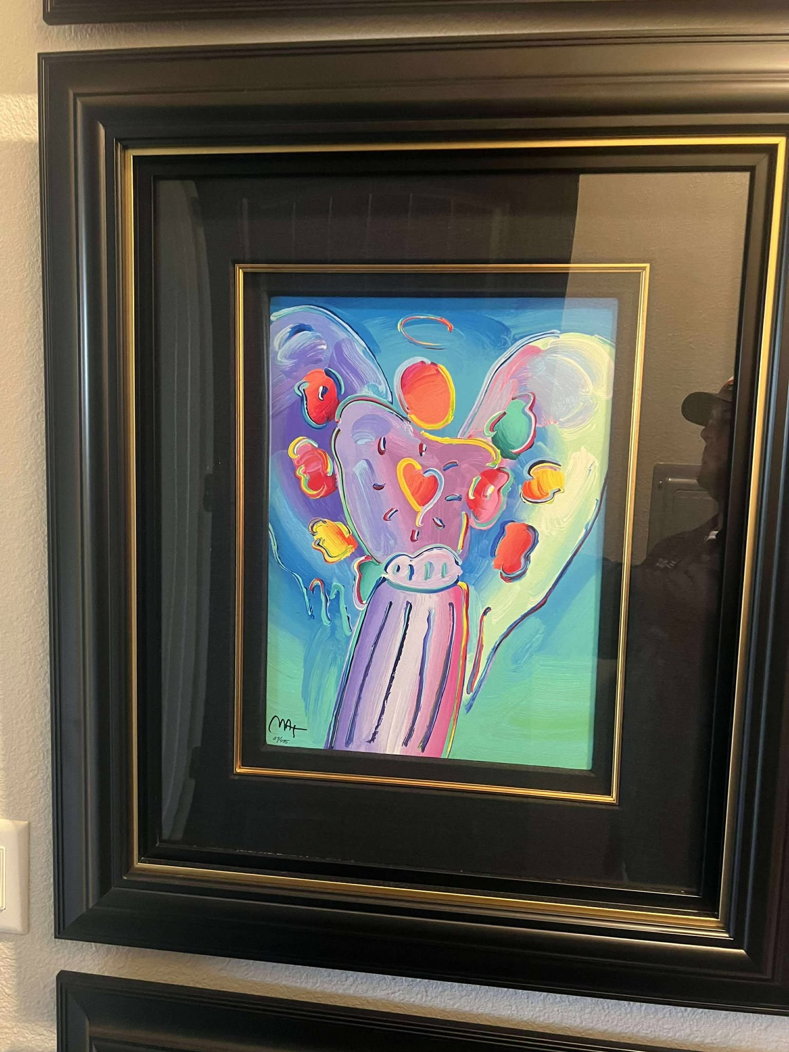 Peter Max Angel With Heart: Peter Max "Angel With Heart" 2018 17 1/4" x 12 7/8" image size Serigraph in color on wove paper from the peter max studio. Hand-signed by peter max in ink and numbered in Arabic lower left. Gallery fr