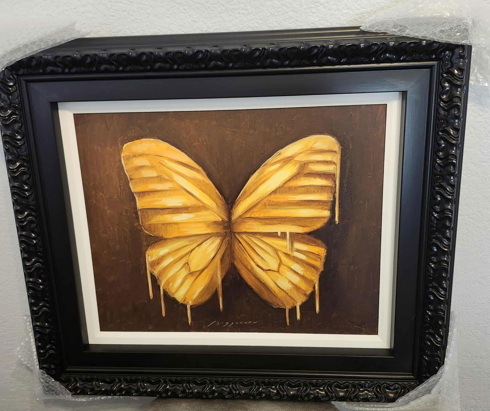 Donovan Fitzgerald Winged Vanitas in Gold Unique: Donovan Fitzgerald "Winged Vanitas in Gold" Unique 2024 16" x 20" image size Painting on board. Hand-signed in pigment lower center by the artist. A unique work. Gallery framed, COA, Appraisal, SMA