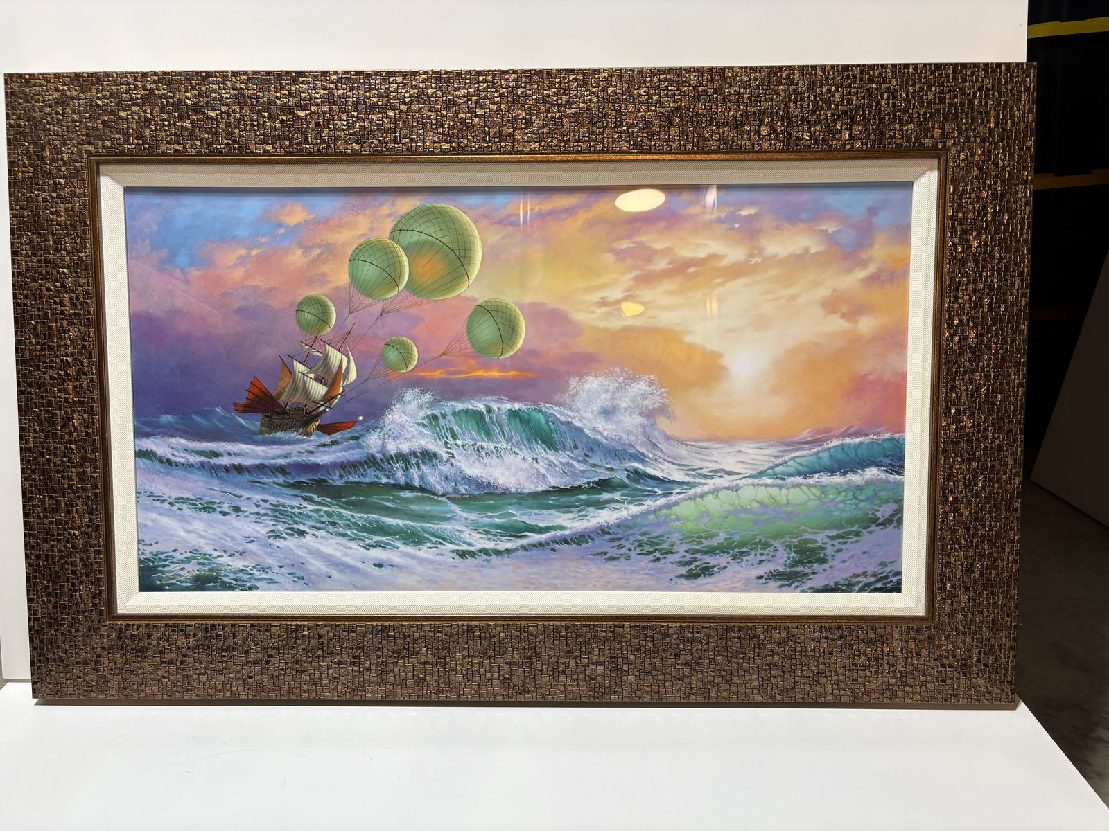 Michael Cheval Flying Dutchman: Michael Cheval "Flying Dutchman" 2016 16" x 30" image size Dye sublimation on aluminum. Hand-signed in ink by the artist. Gallery framed, COA, SEK.