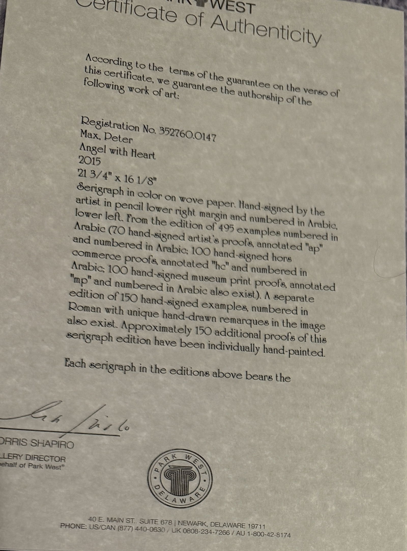 Peter Max Angel with Heart - 2