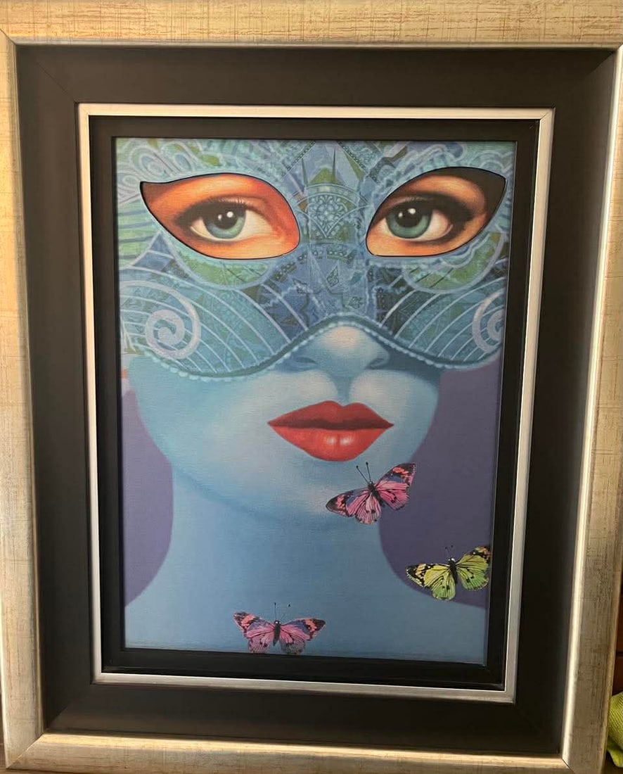 Dominic Pangborn Venetian Eyes III: Dominic Pangborn "Venetian Eyes III" 2013 18 1/2" x 13 1/2" Limited edition giclee pring on aluminum. Hand-signed in pigment by the artist. Gallery framed, COA, Appraisal. NR