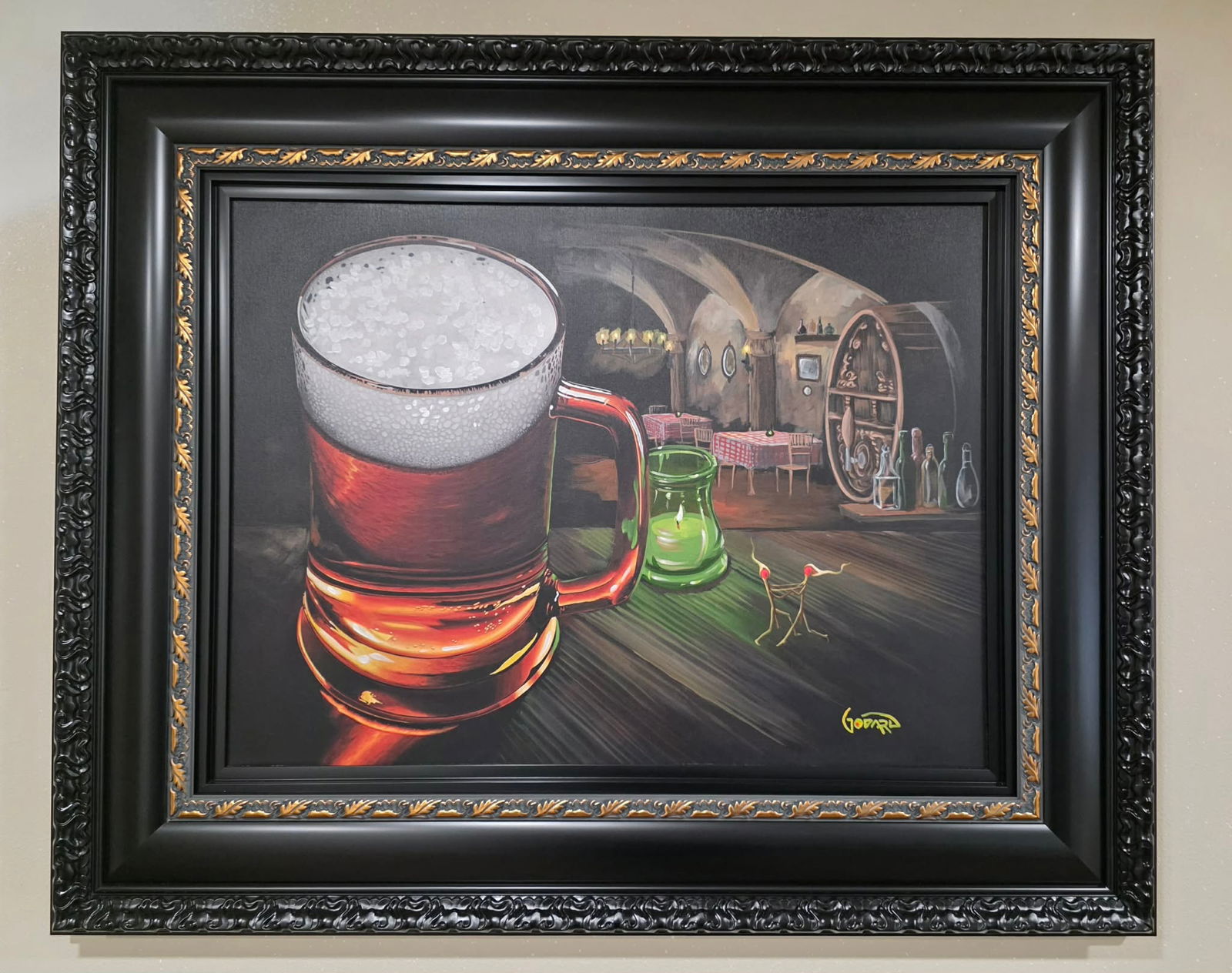 Michael Godard Match Maker Unique, study: Michael Godard "Match Maker" 2022. 24" x 32" image size . Mixed media painting on canvas. Hand signed in pigment lower right by the artist. A unique work. This work was used as the study of a limited