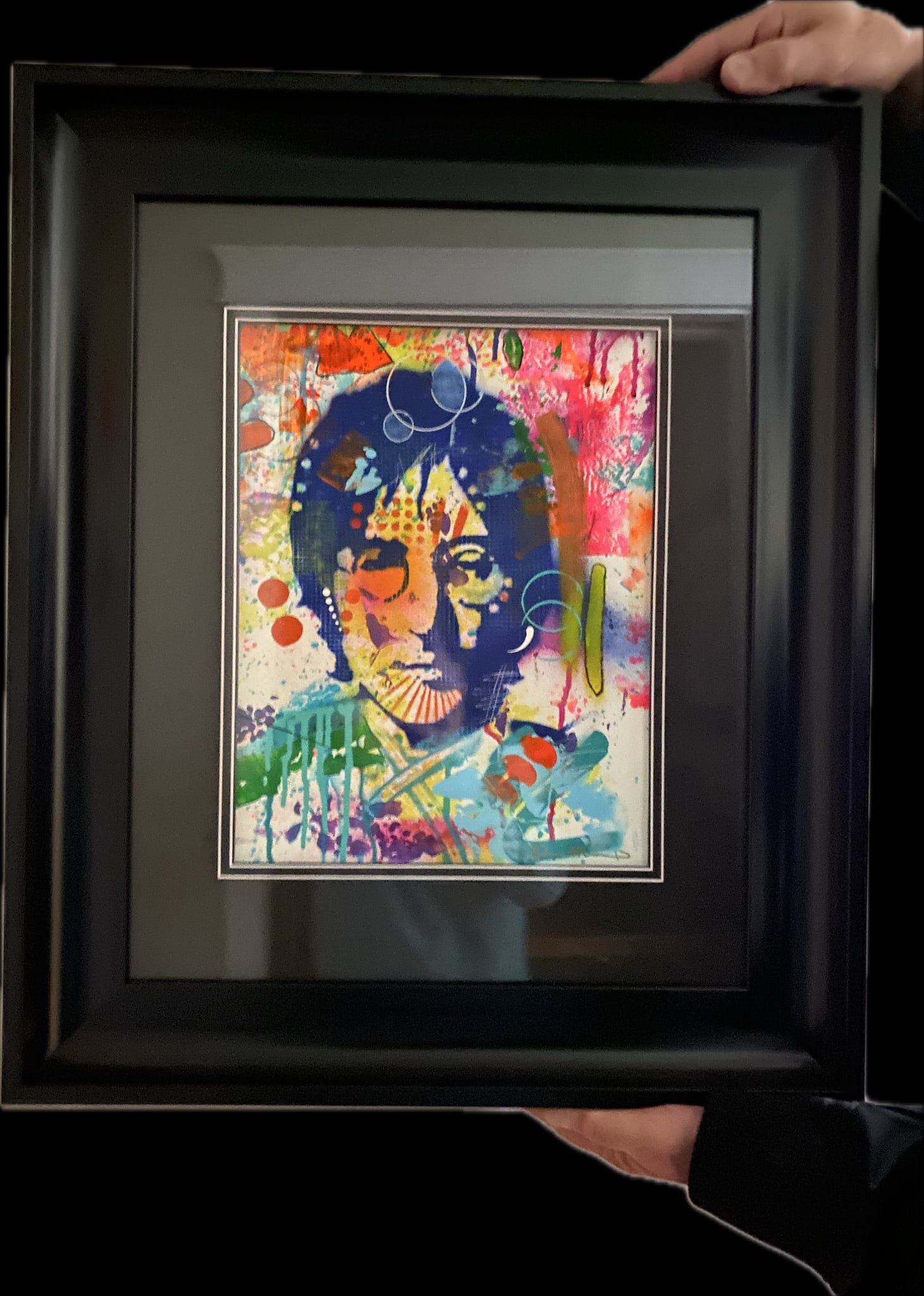 Dean Russo John Lennon: Dean Russo "John Lennon" Original acrylic and spray painting, matted and framed, 21" x 24" framed. All proceeds goto non profit. NSC