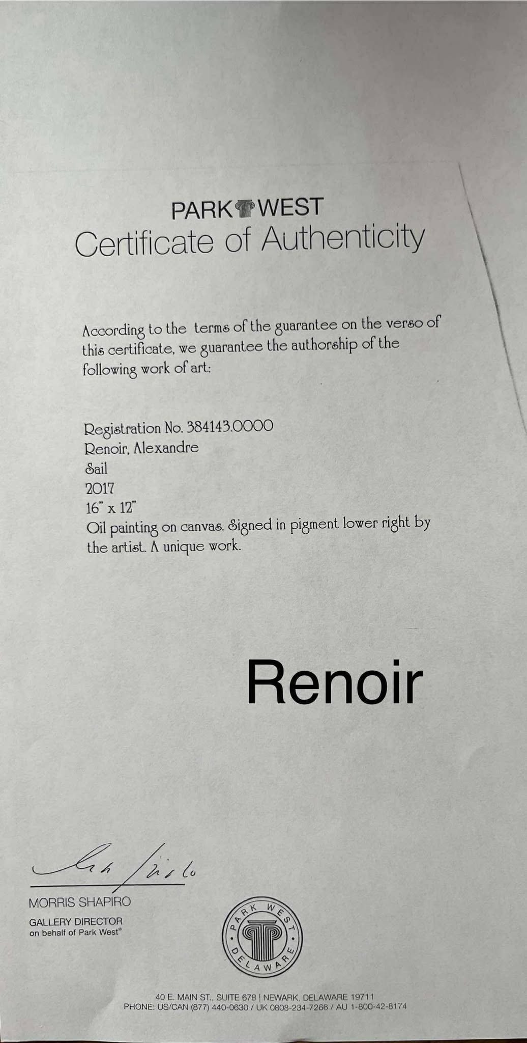 Alexandre Renoid Sail unique - 2