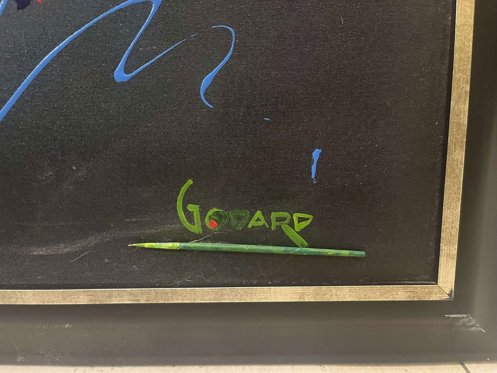 Michael Godard Olive with Toothpick (Black) P-5_OTB-10: Michael Godard (Olive with Toothpick (Black) P-5-OTB-10) 2007, 24" X 30" image size. Art sold as is and may fade or change with handling, exposure to light, weather or other actors, and no warranty