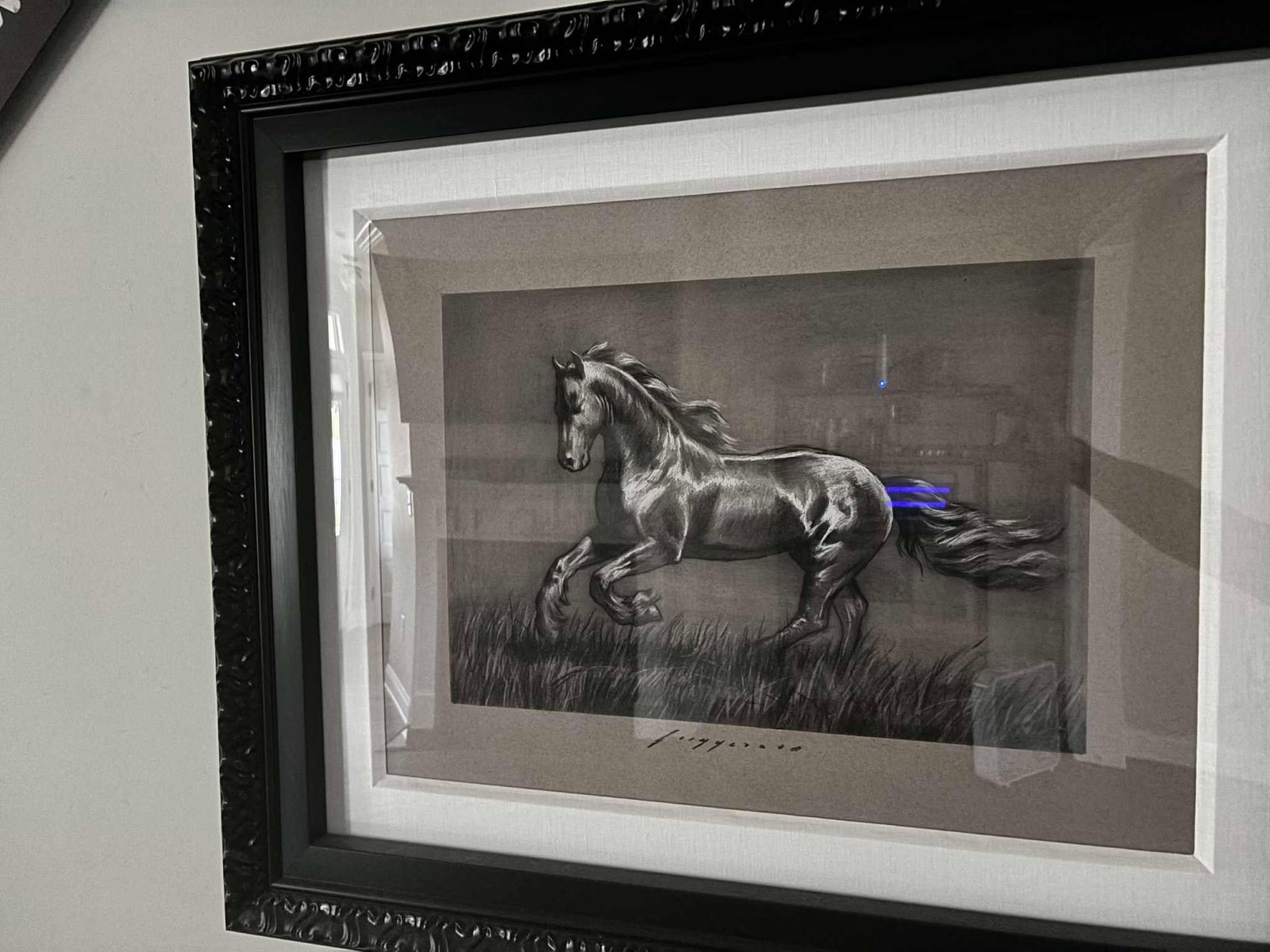 Donovan Fitzgerald Elemental Series Equine Strength: Donovan Fitsgerals "Elemental Series - Equine Strangth" 2024 19 1/2" x 25 1/2" image size Charcoal drawing and white chalk on paper. Hand-signed in pigment by the artist lower center. A Unique work. G