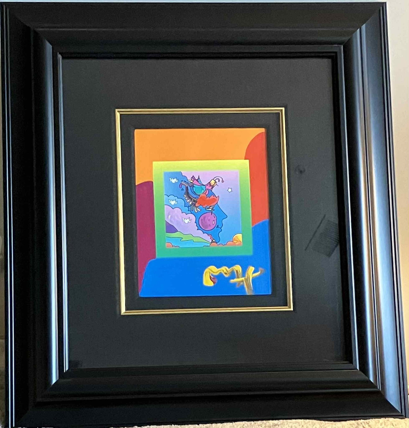 Peter Max Woodstock Series Profile on Blends: Peter Max "Woodstock Series: Profile on Blends" 2006 10" x 8" image size Retro Profile suite. Mixed media with acrylic painting and color lithography on paper. Signed in acrylic. A unique variation. G